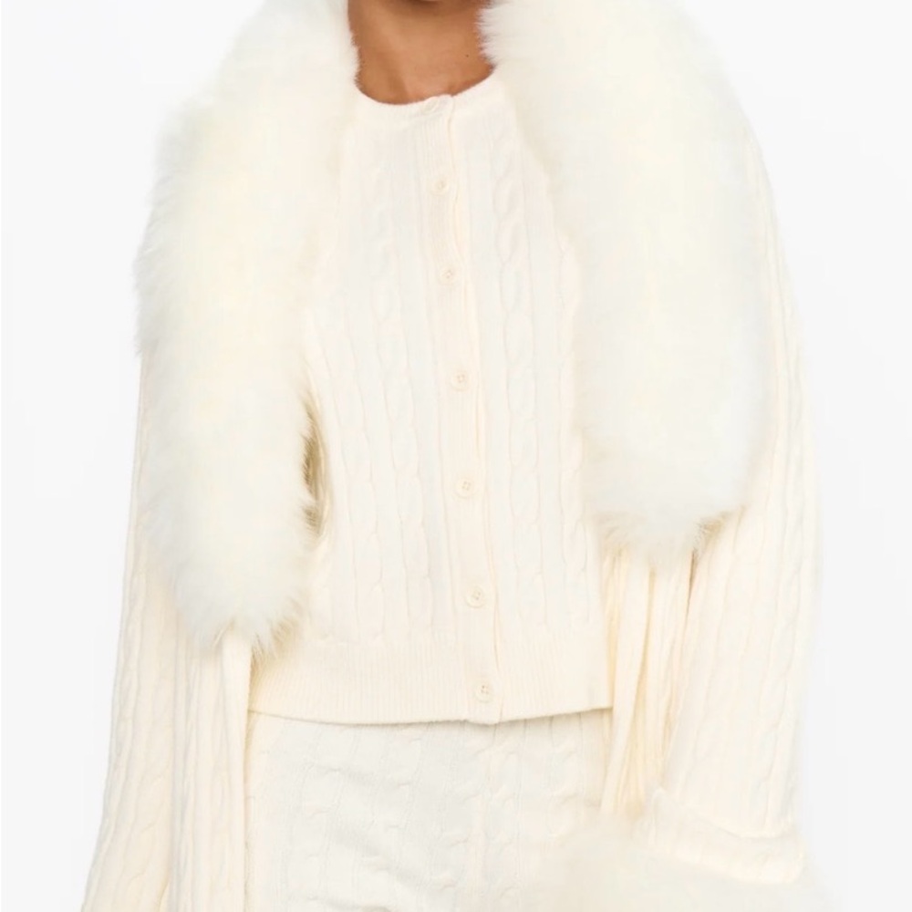 Show Me Your MuMu Faux Fur Cable Knit Cardigan